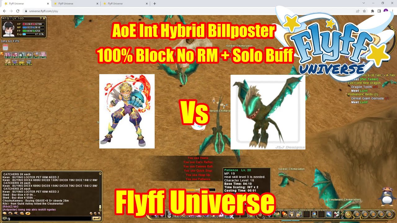 Flyff Universe AoE Int BP Hybrid Build 100% Block | Mia Server