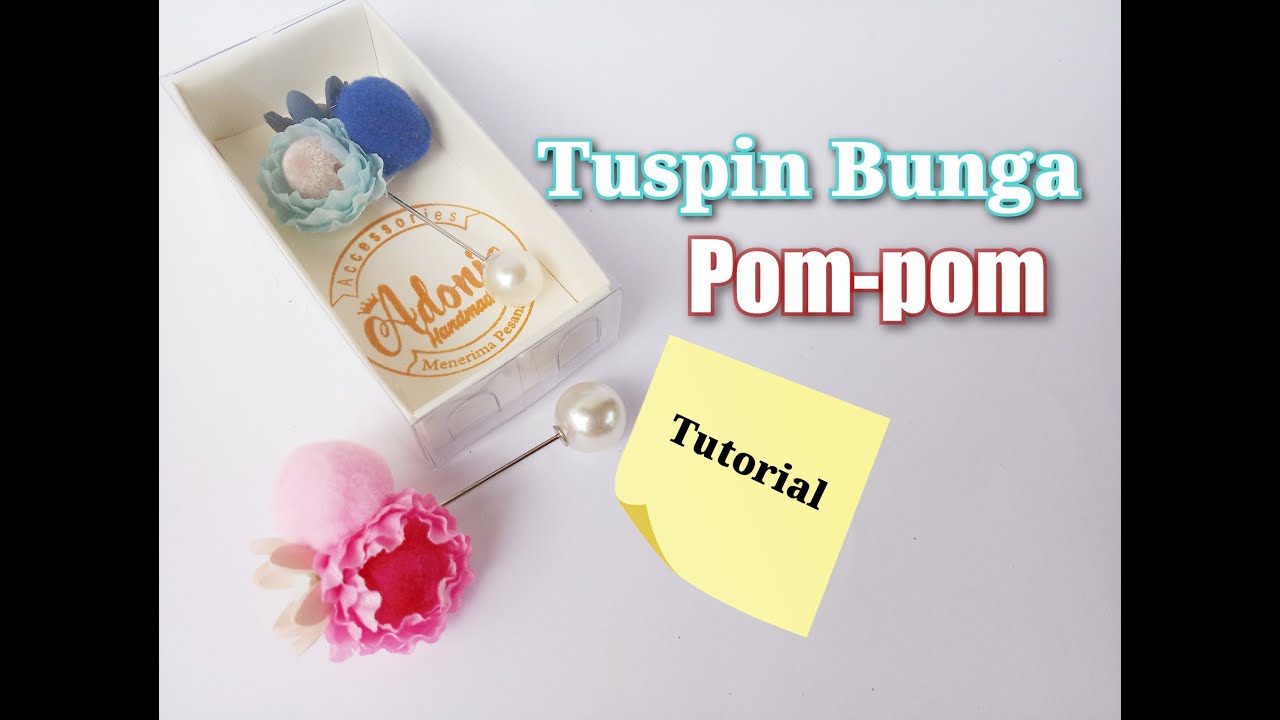 DIY | Tuspin Bunga Pompom | Tutorial Membuat Tuspin Handmade