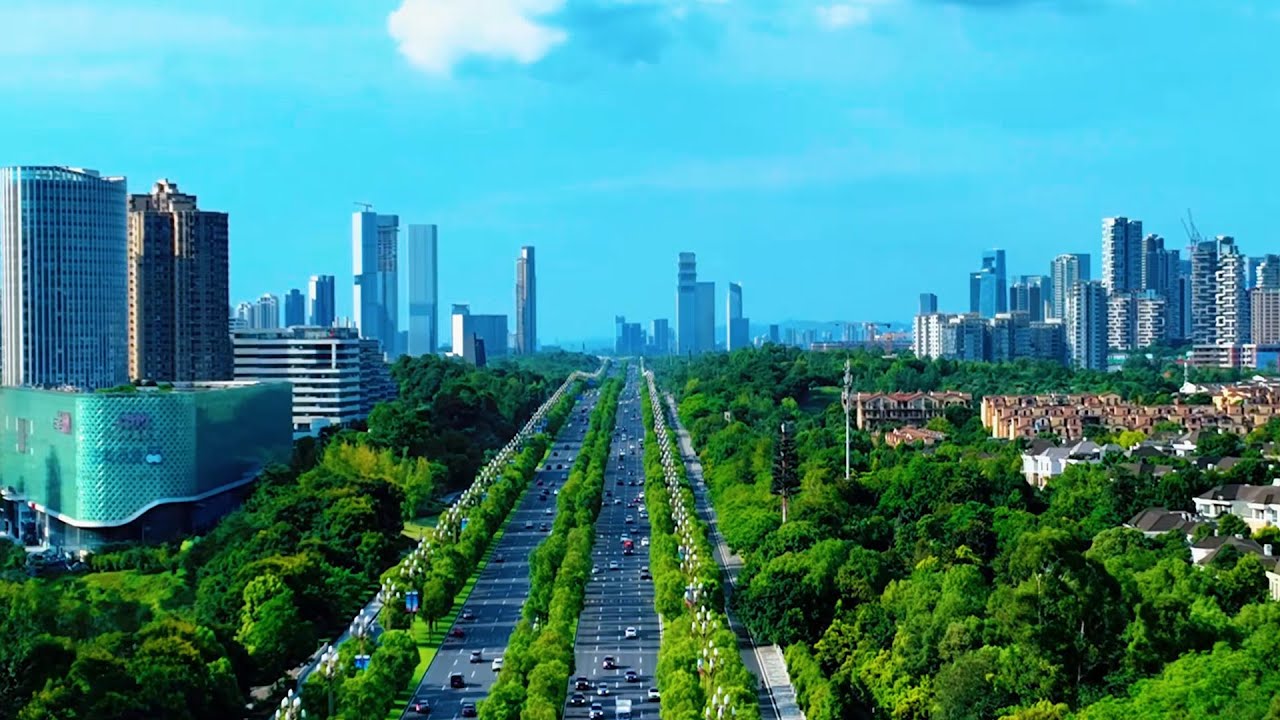 The world's longest urban central axis - Chengdu Tianfu Avenue世界上最長的都市中軸線-成都天府大道