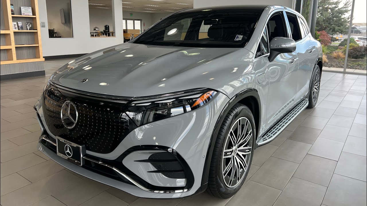 2024 Mercedes Benz EQS 450 SUV walk around Alpine grey