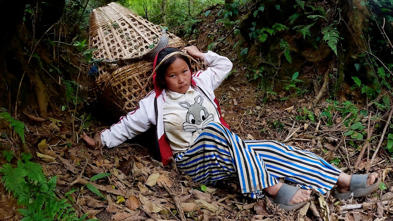 Anita Collecting dry leaf for pig@pastorallifeofnepal @Manjitamrnati