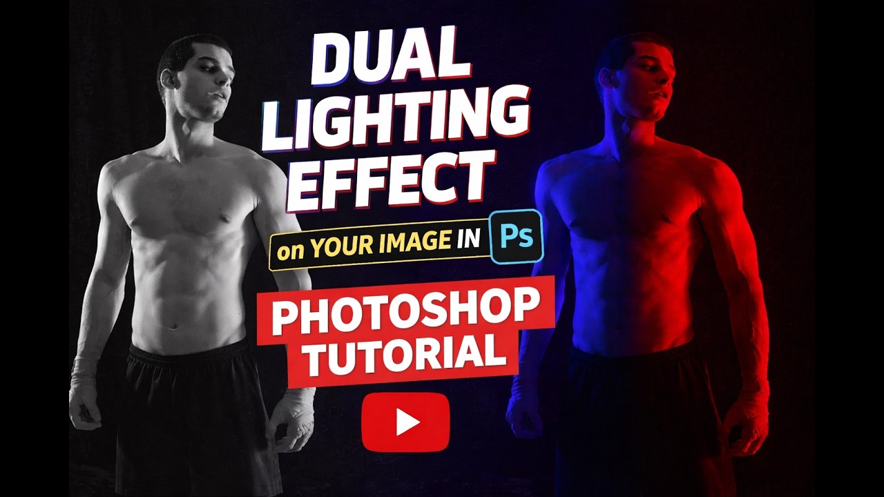 Quick Way To Apply a DUAL-LIGHTING Effect in 2 MIN | Photoshop Tutorial
