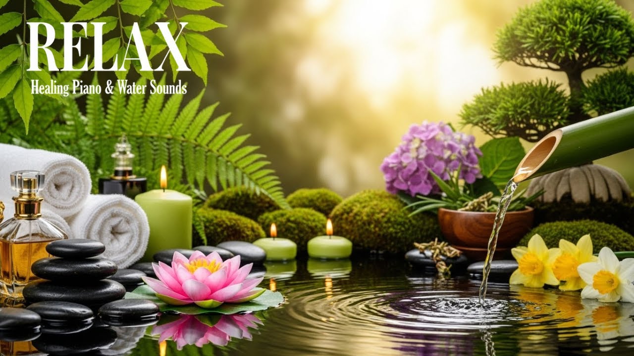 Relaxing Piano & Tranquil Water in Japanese Garden 🌿 Emotional Balance, Inner Calm & Anxiety Relief
