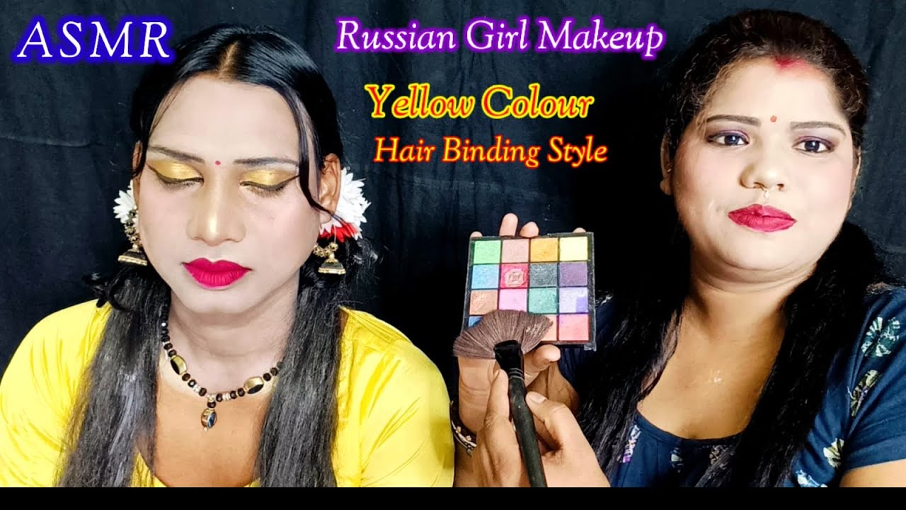 ASMR~Doing My Bro Transformation Russian Girl Makeup & Hair Binding Style.(Tingle's) 🌹❤️💋