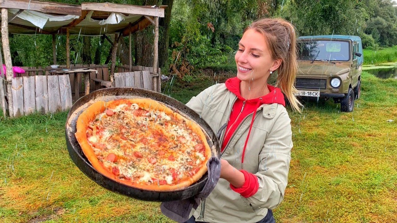 Cooking Campfire Pizza on The Sadj Grill, The Best Pizza You'll Ever Try