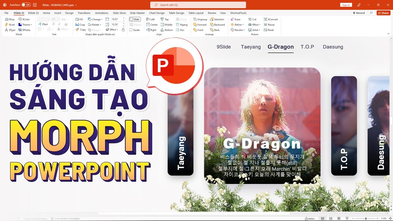 Hướng dẫn sáng tạo Morph Powerpoint 365 - Biến Slide của BIGBANG thành Giao diện Website hiện đại
