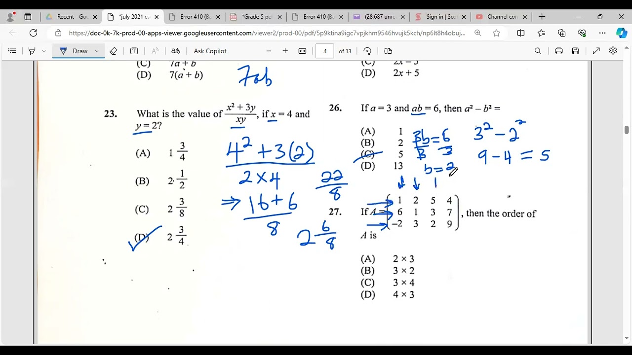 CXC MATHS PAPER 1 MULTIPLE CHOICE 2024