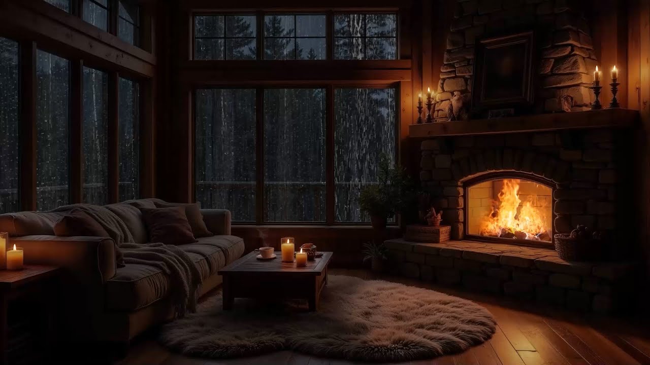 Rain, Fire & Thunder Ambience - Night Healing Atmosphere for Deep Sleep, Reduce Negativity