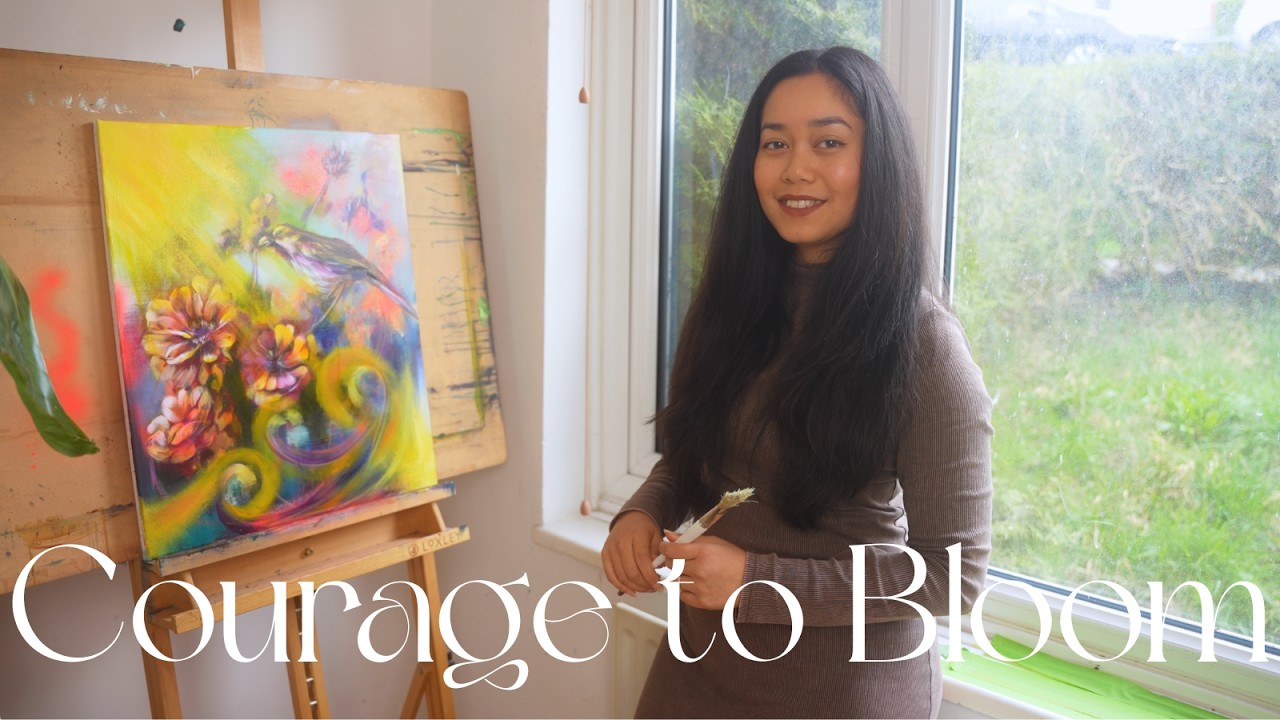 Trying Something That Intimidates Me 🌸 Painting Flowers | Tiny Art Studio Vlog