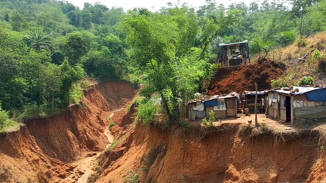 ​Extreme Dozer Operation on the Edge of a Cliff,Life on the Edge,The Reality of Living Near a Cliff.