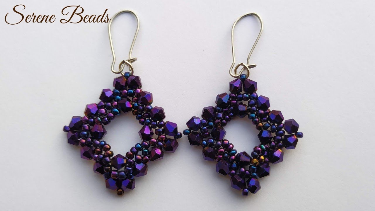 Beaded Diamond Earrings / How to make  Diamond Shaped Beaded Earrings / Beaded Earrings