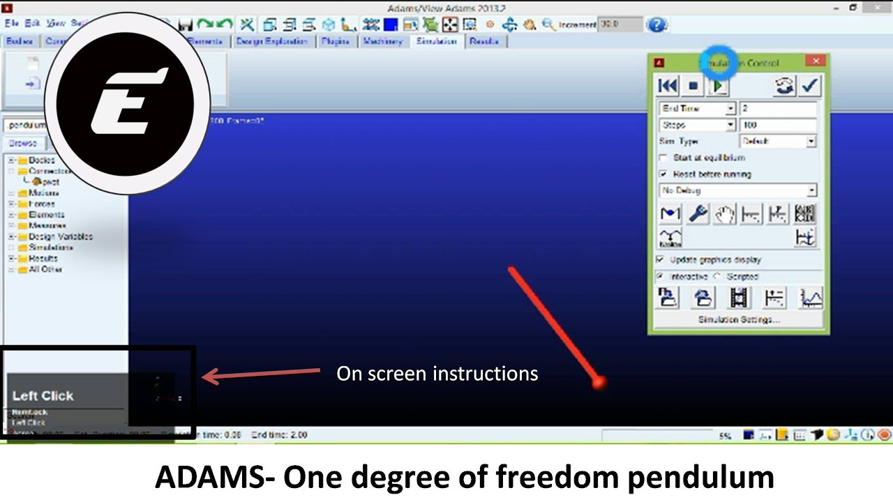 ADAMS one degree of freedom pendulum ( tutorial 5)