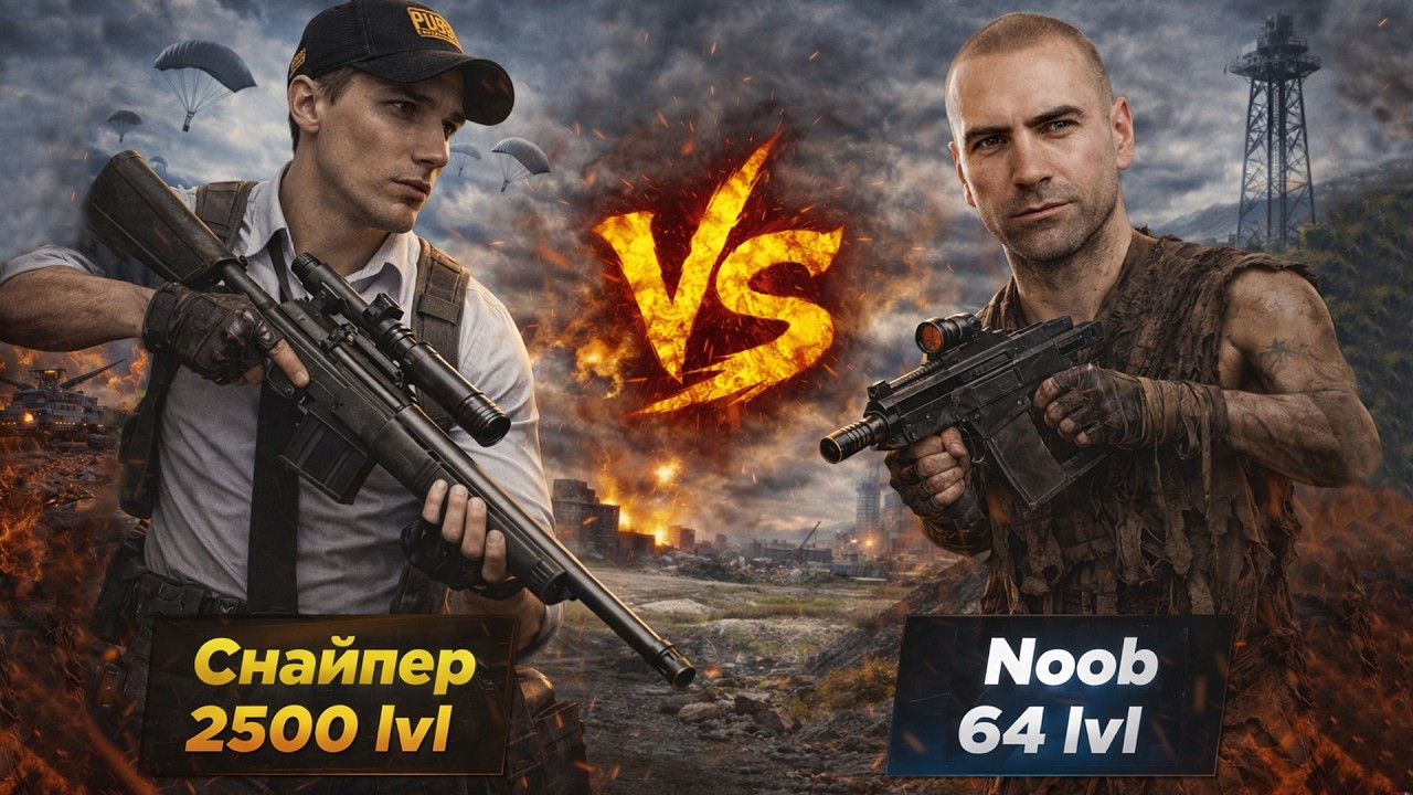 Снайпер 2500 lvl против Нуба 64 lvl / MLG выстрелы / BEST PUBG