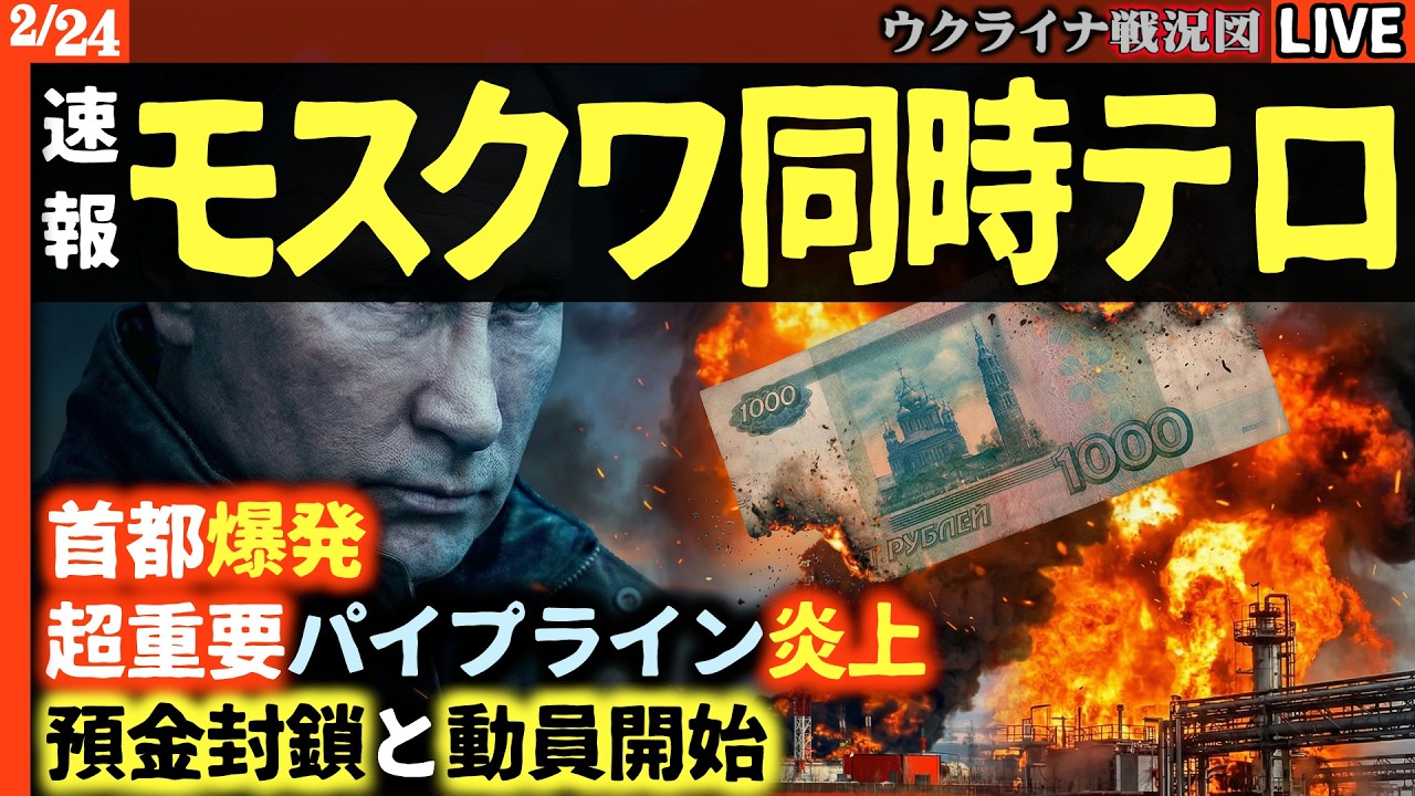 💥衝撃速報💥ロシア同時多発攻撃で首都モスクワ爆発とロシアの動脈パイプライン大炎上！プーチン、息してる？…歴史的崩壊開始💀預金封鎖・強制動員、国民に逃げ場なし【ウクライナ戦況Live】ウ軍さらに奪還