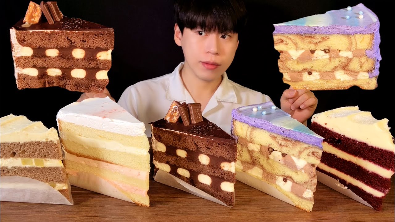 SUB)빌리엔젤 조각 케이크 먹방 ASMR 🍰부들부들 사르르 녹는 케이크 BILLY ANGEL CAKE MUKBANG