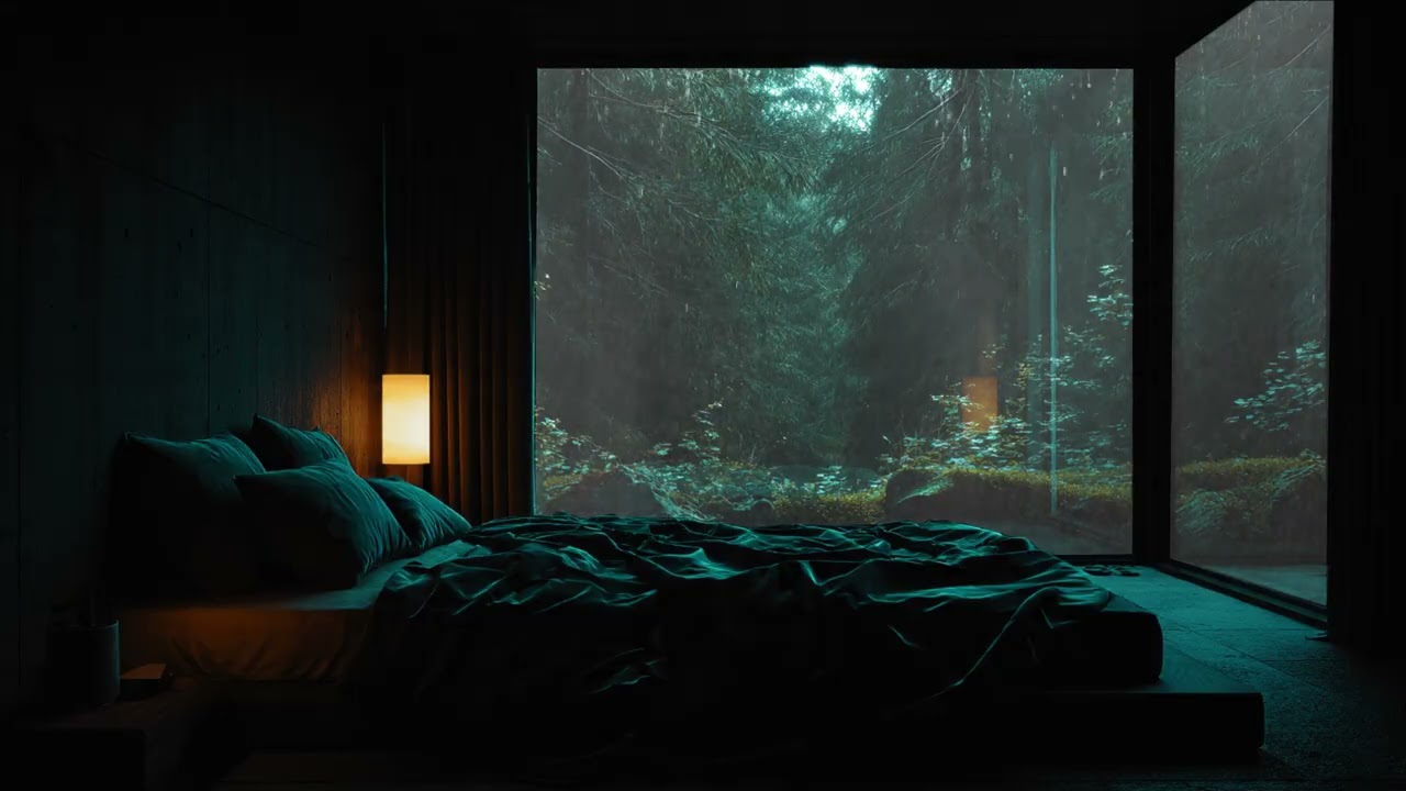 Rainy Forest Night Ambience for Deep Sleep 🌧️ Cozy Bed by the Window