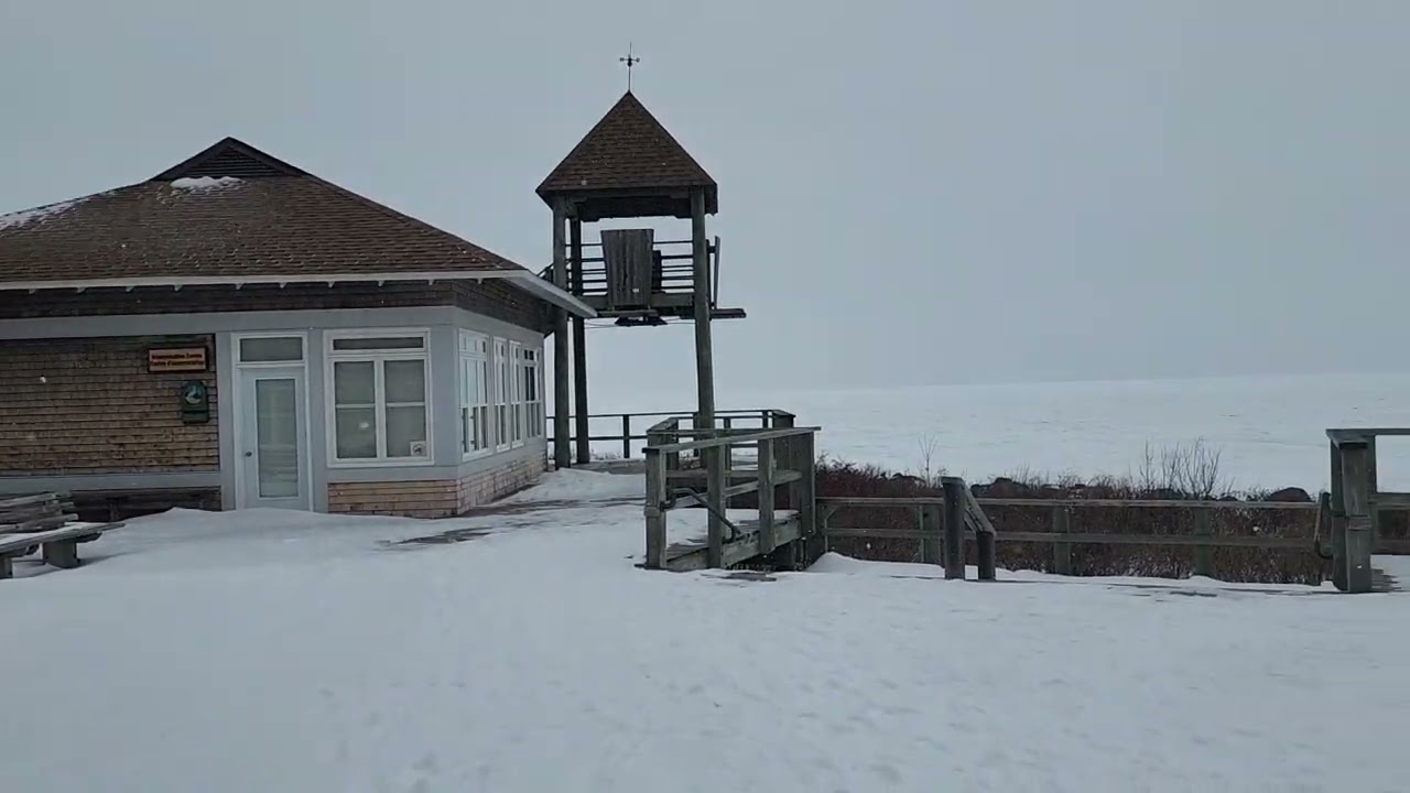 Walk on a beach of the frozen Atlantic Ocean, NB, Canada.