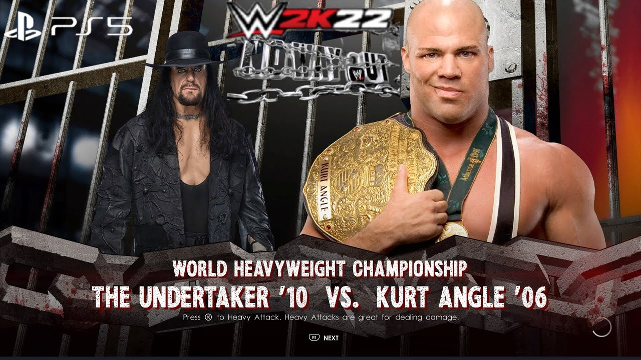 WWE 2K22 (PS5) - Геймплей Курта Энгла против Андертейкера | Матч за титул чемпиона мира в тяжелом...