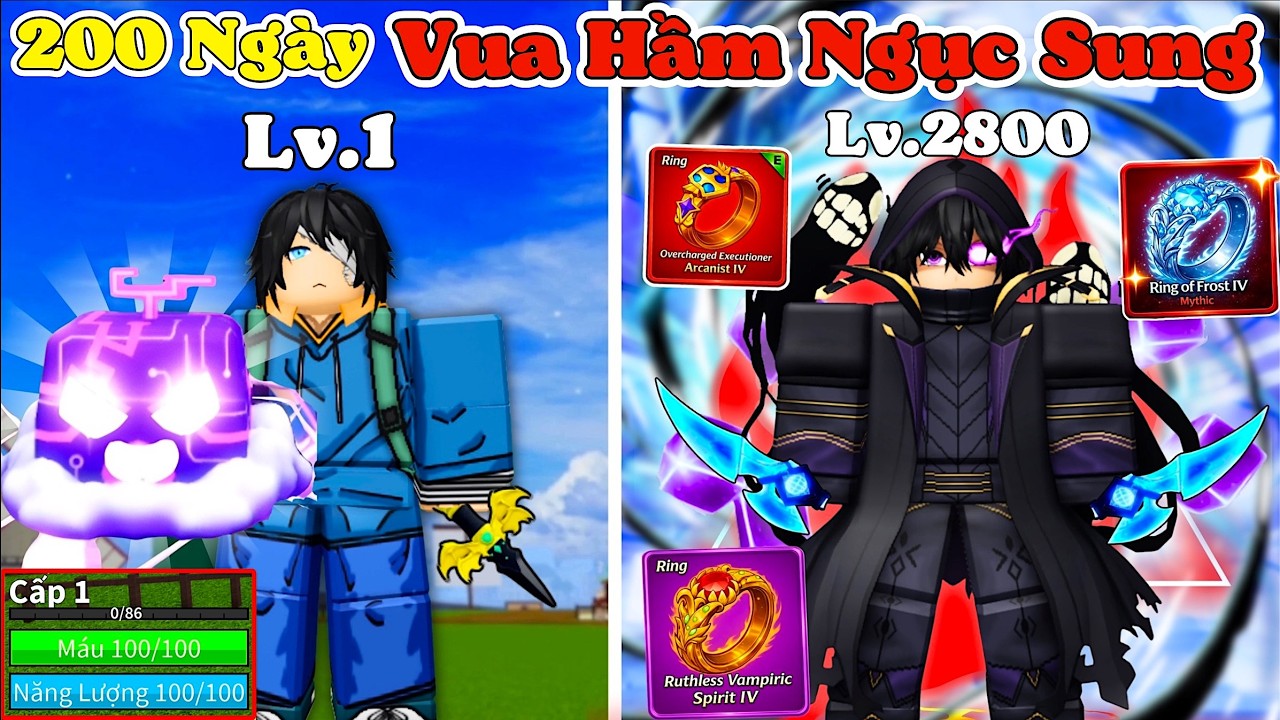 [BloxFruit] 200 Ngày Vua Hầm Ngục Sung Jin Woo Thức Tỉnh Sức Mạnh Shaddow Siu Bá