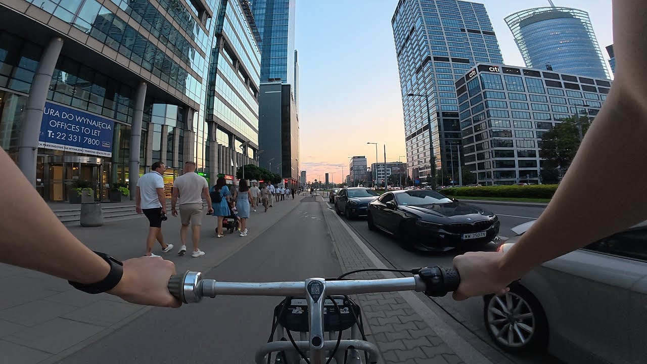 Sunset bike ride through Warsaw