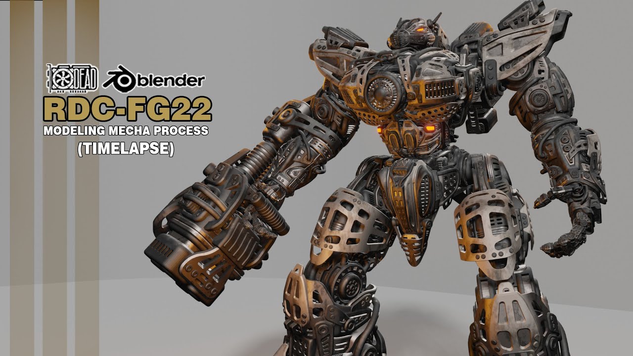 Blender 3D Modeling Mecha RDC-FG22 - Hardsurface Addon (Process Timelapse)