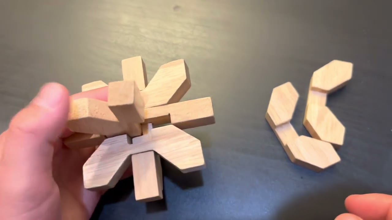 Wooden Burr Puzzle Snowflake