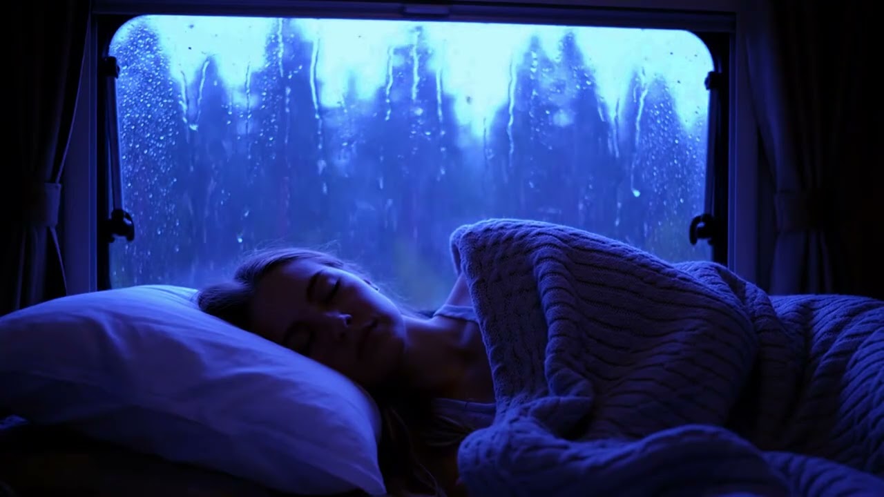 Heavy Rain on Glass Window for Deep Relaxation and Instant Sleep Experience