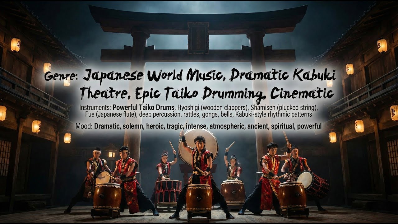 EPIC Japanese Kabuki & Taiko Drumming | Dramatic Cinematic Soundscape | Powerful Percussion Journey