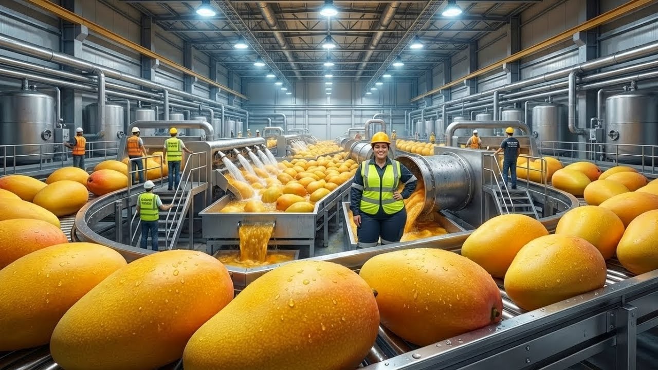 How Mango Juice Is Made | Inside a Mega Mango Processing Factory