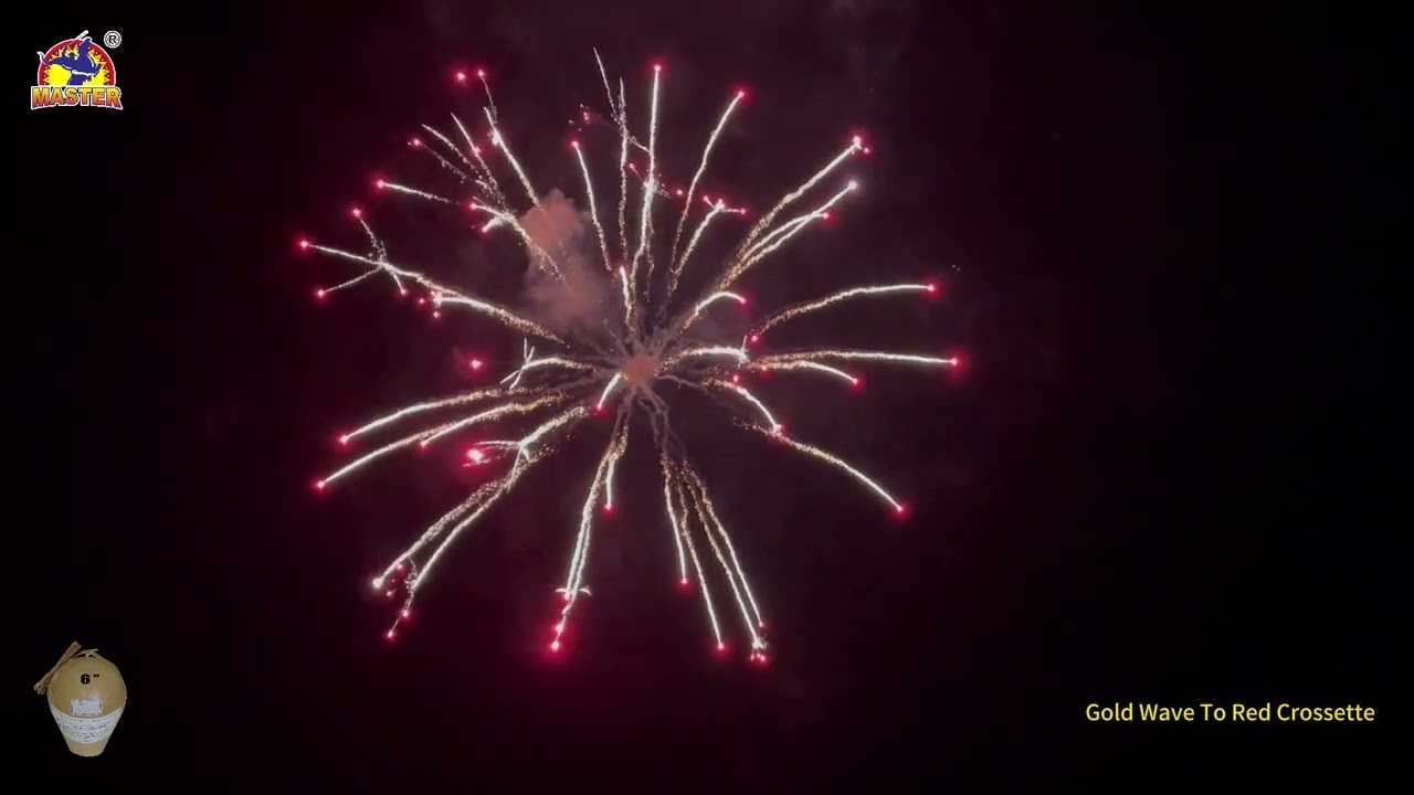6inch Gold Wave To Red Crossette #fireworkstesting #DisplayShells