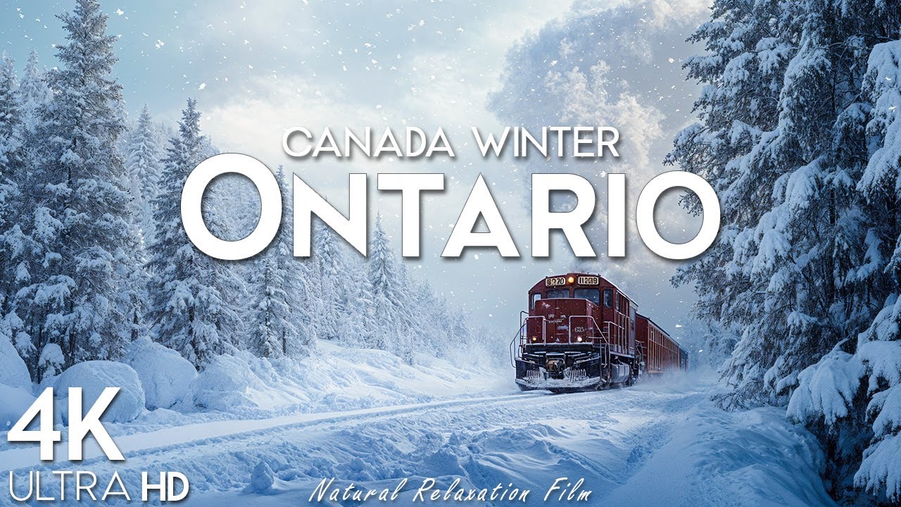 Ontario, Canada 4K UHD - Winter Scenery, Scenic Relaxation Film With Calming Music
