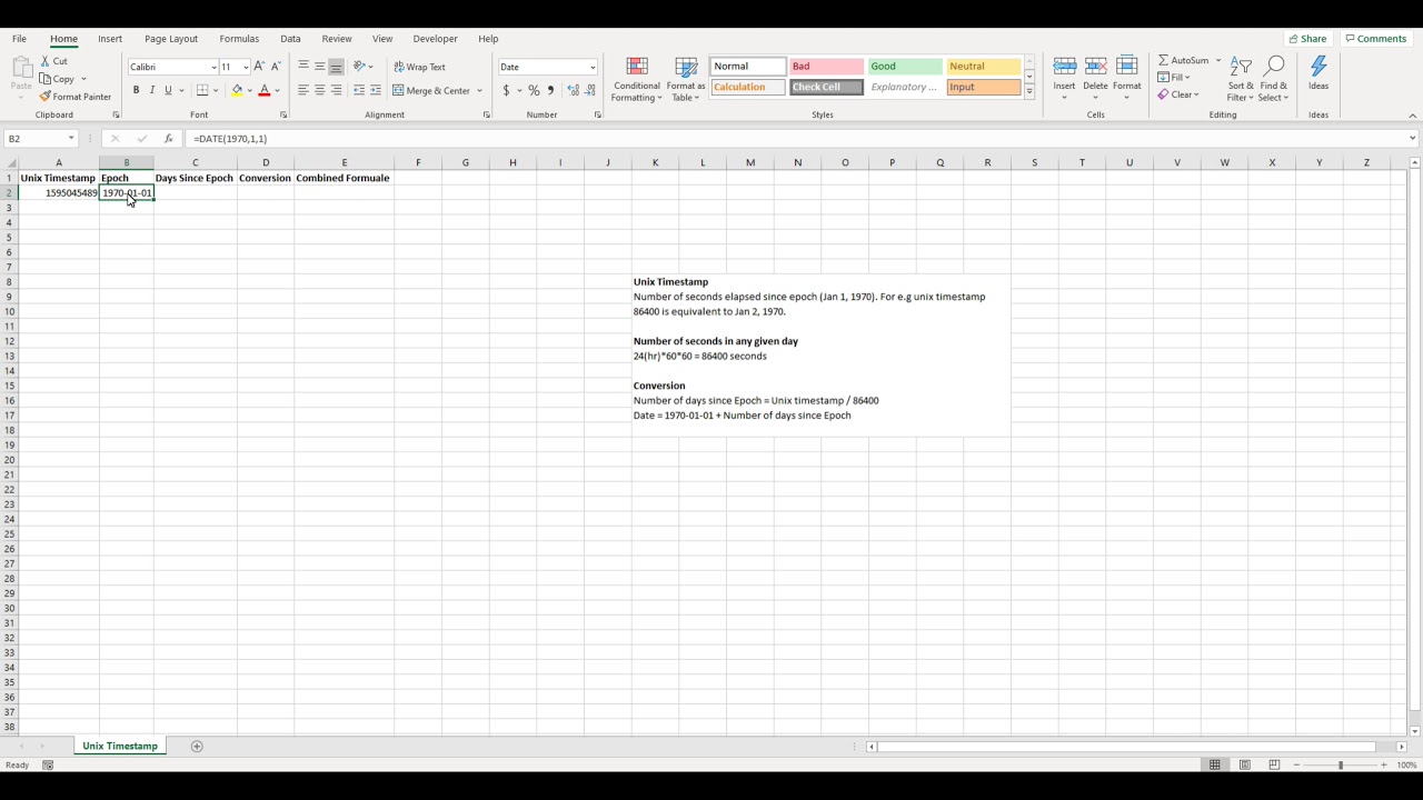 How to Convert Unix Timestamp To Date in Excel?