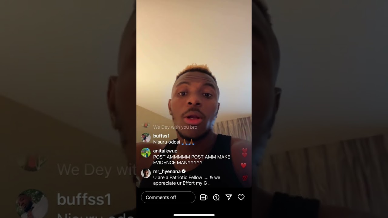 Live broadcast of Victor Osimhen addressing George Finidi over issues in Super Eagles camp