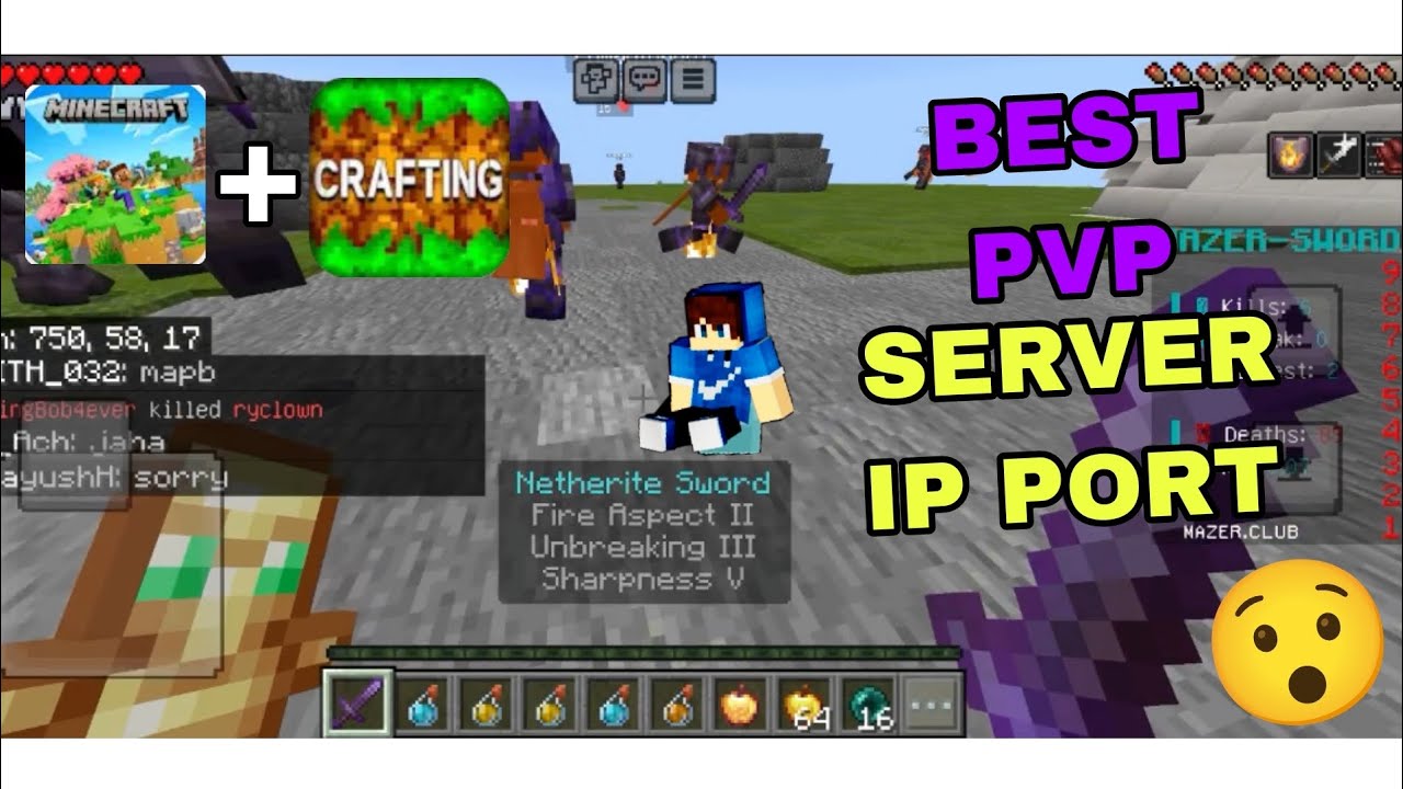 Minecraft+crafting and building best PvP server IP port|minecraft best pvp server 1.21 || PvP server