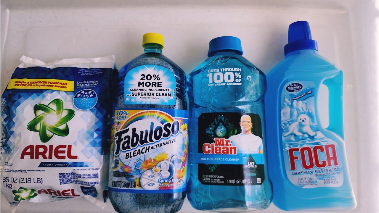 ASMR Ariel, Fabuloso, Mr Clean, FOCA | Blue Products+ Sponge Rinse