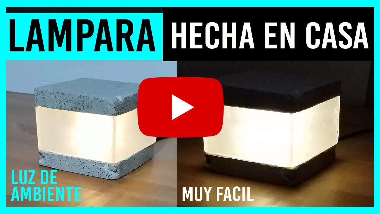 ⚡Como hacer LAMPARA CUADRADA de CONCRETO y YESO LED 💡CASERA