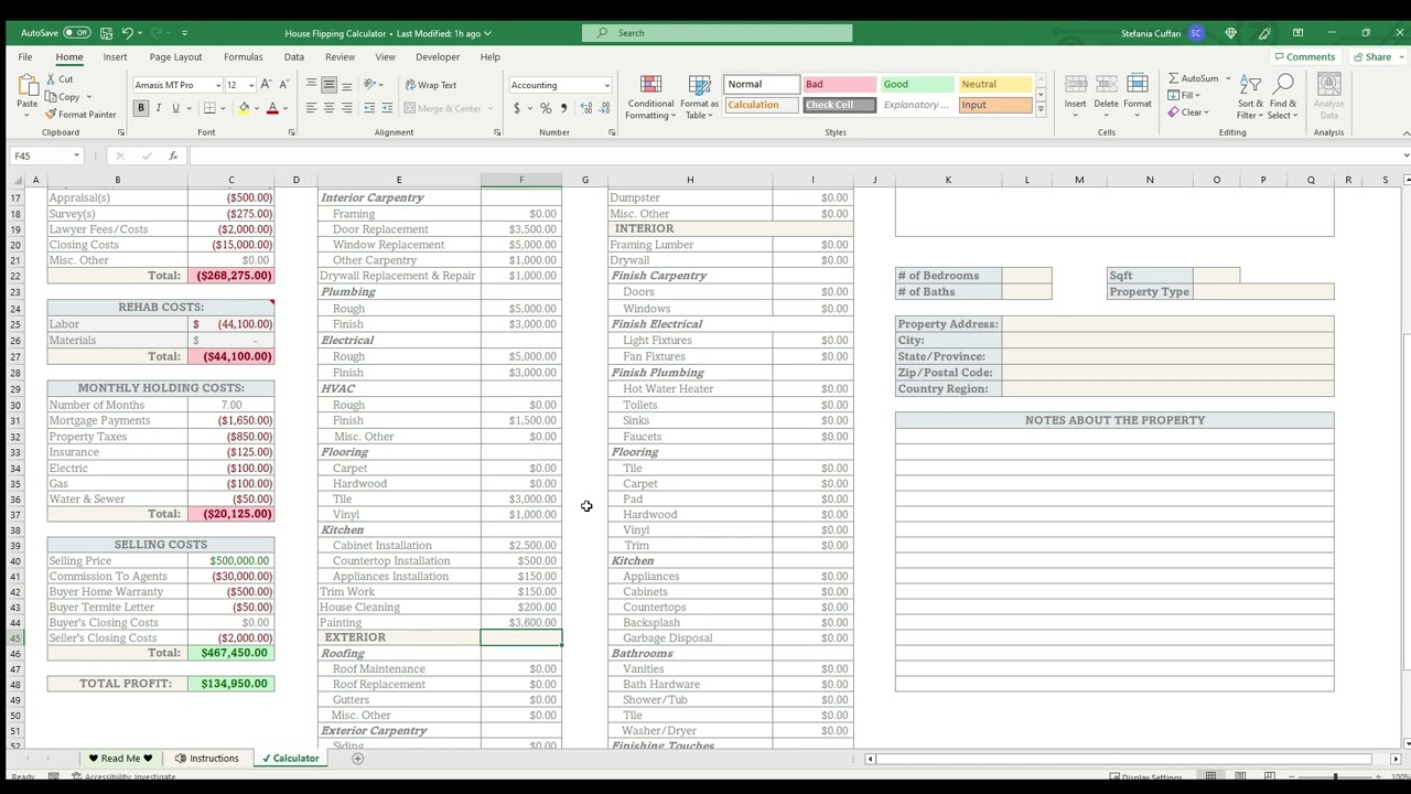 House Flipping Calculator Excel
