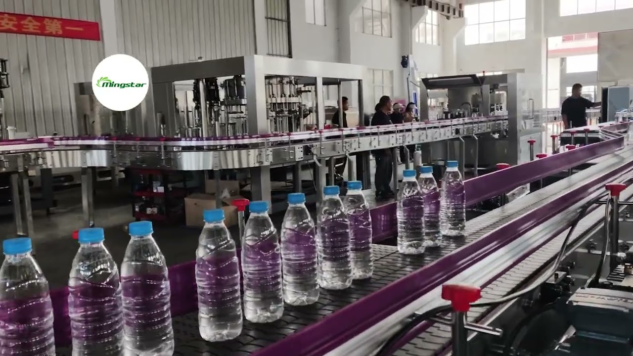 20,000 bottles per hour water filling line test video for Uganda customer