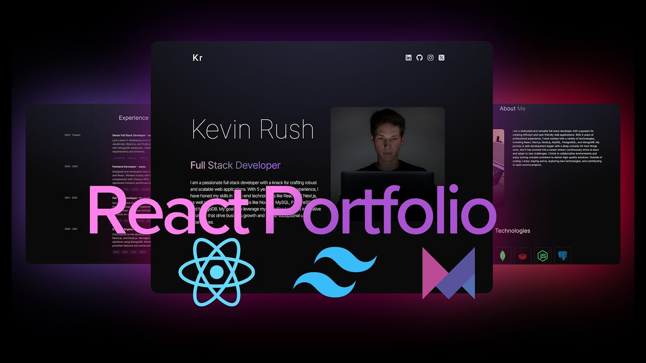 Build and Deploy Responsive React portfolio website: React |  Framer Motion| Tailwind CSS