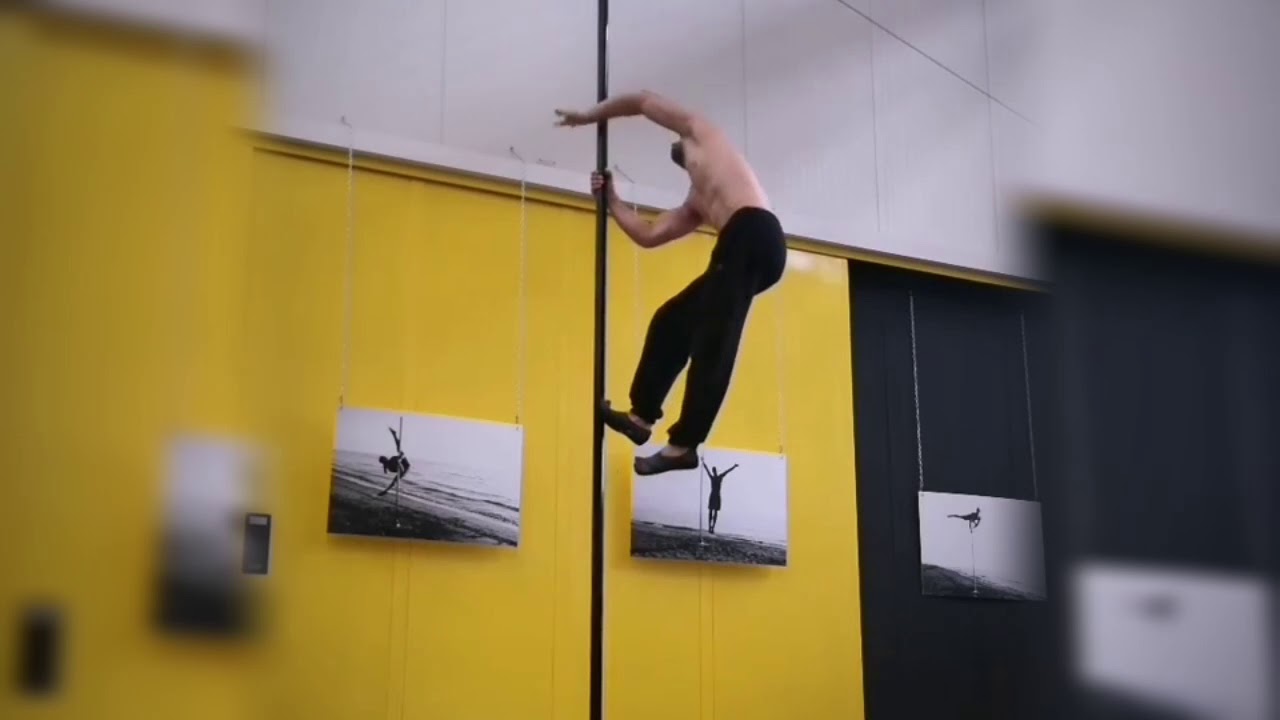 Male acro pole dance dynamic tricks combos