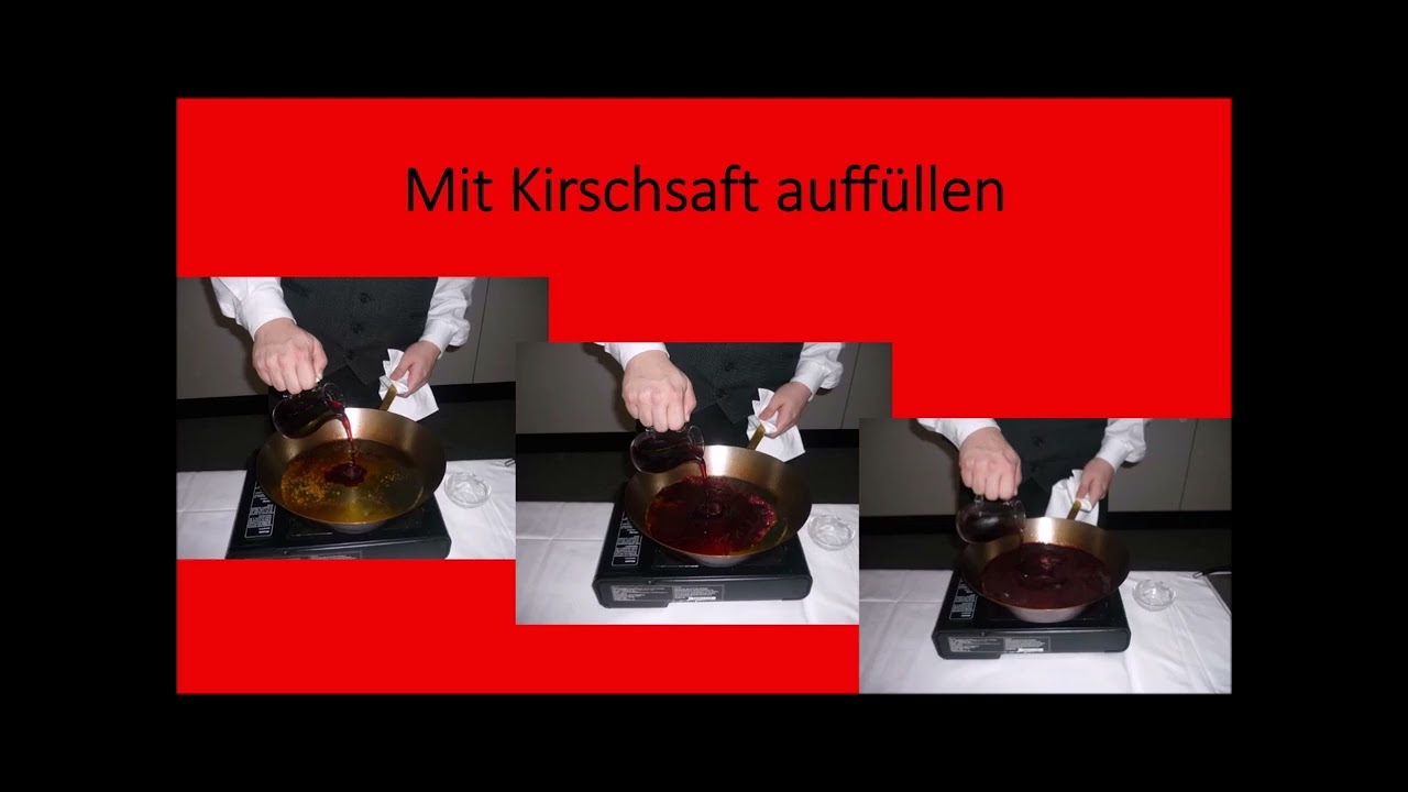 Flambierte Kirschen am G&auml;stetisch zubereitet