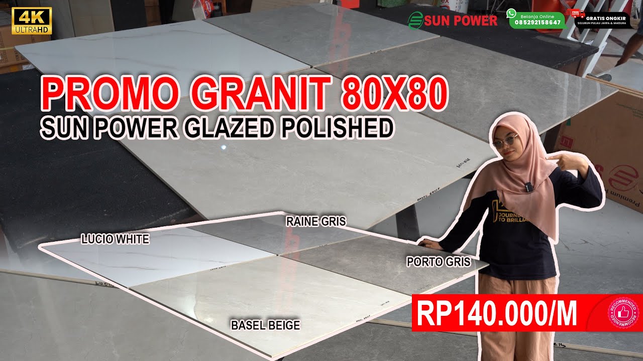 GRANIT 80X80 TERBARU❗SUN POWER GLAZED POLISHED, PROMO CUMA Rp140.000/M - KW 1 || ADA 4 MOTIF MEWAH🤩🔥