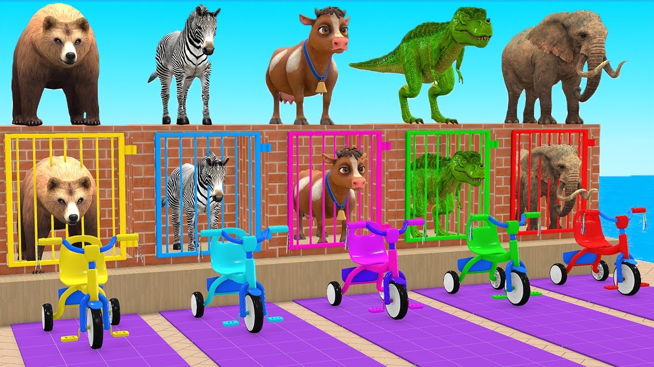 Long Slide Game With Elephant Gorilla Buffalo Hippopotamus Tiger 3d Animal Game Funny 3d Animals #16