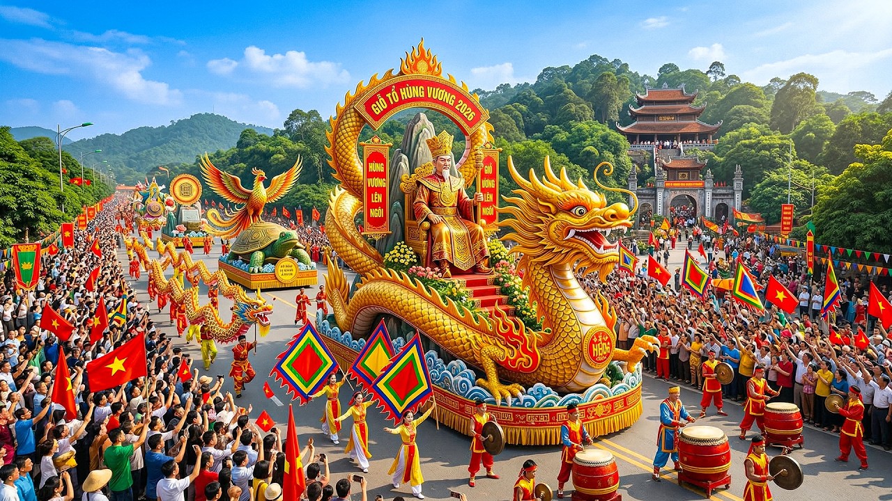 Парад в честь фестиваля королей Хунг Вуонг 2026 🇻🇳 | Вьетнамский Хунг Вуонг – традиционный культур