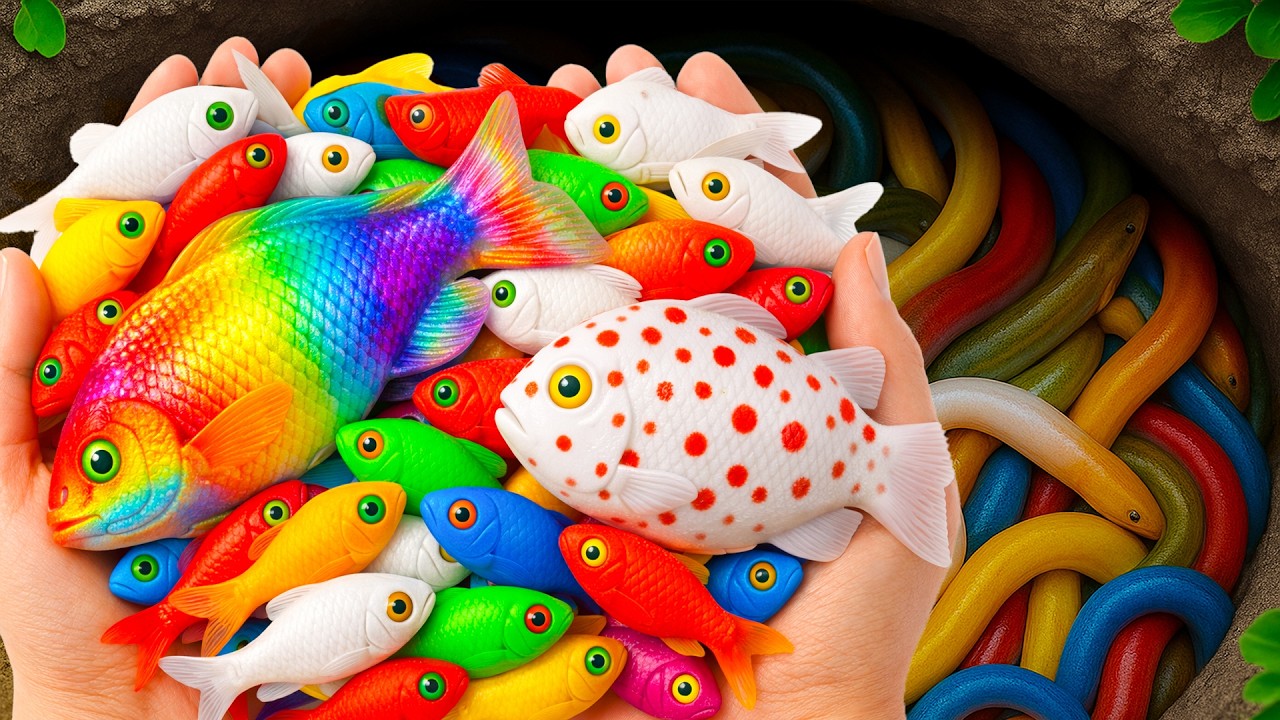 Catch Colorful Ornamental Fish in Surprise Eggs, Moray Eel, Baby Turtles, Snakehead Fish, Glass Fish