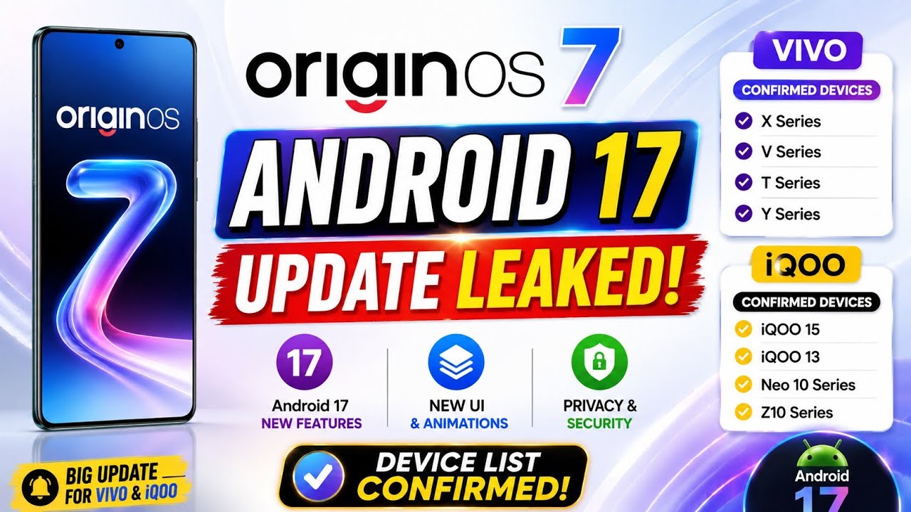 OriginOS 7 Android 15 || New Features Leaked || vivo and iQOO New Device List Confirmed ||
