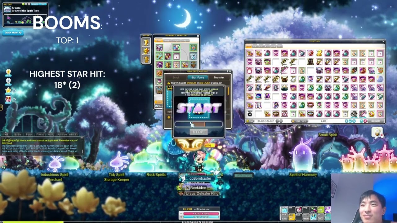 Starforcing 15 bil to bring 17* CRAs to 21* in Maplestory Reboot