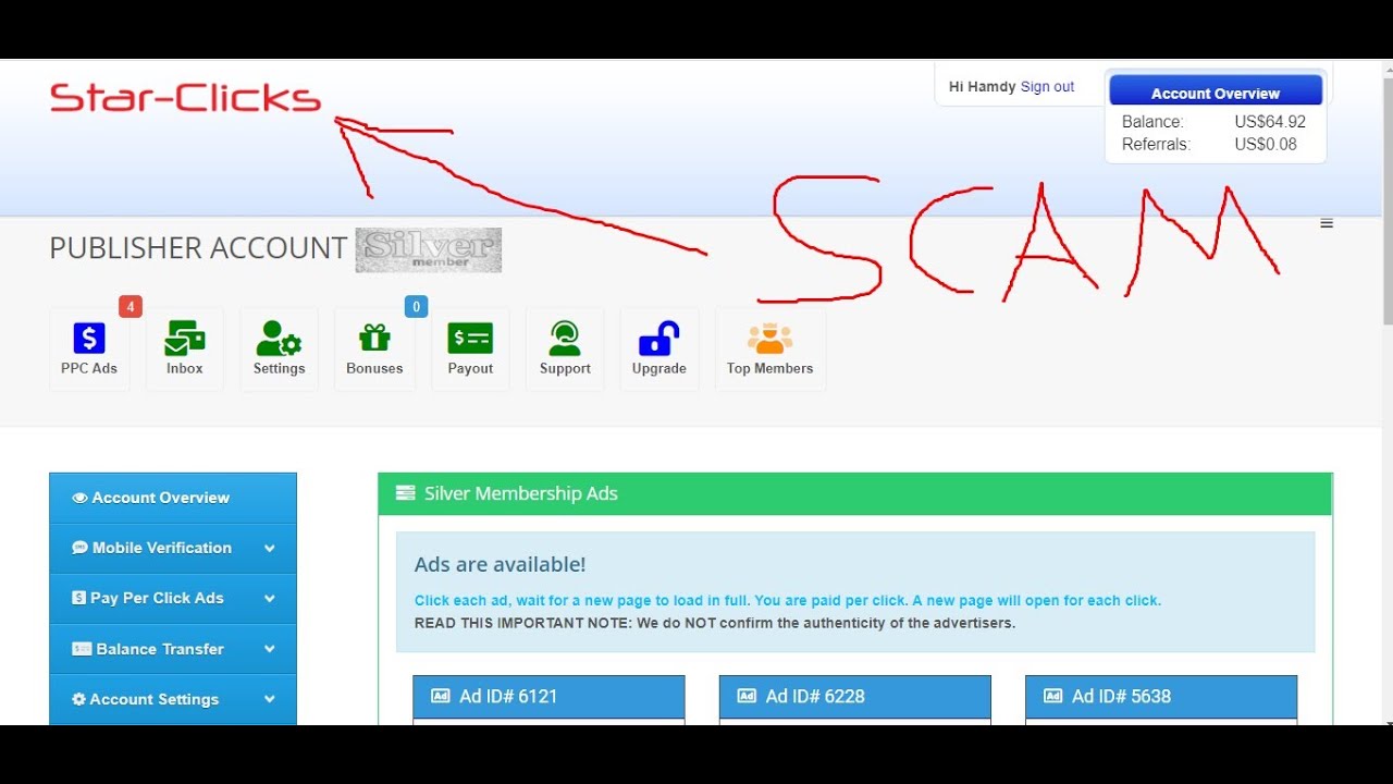 Star-Clicks is scam  موقع نصاب