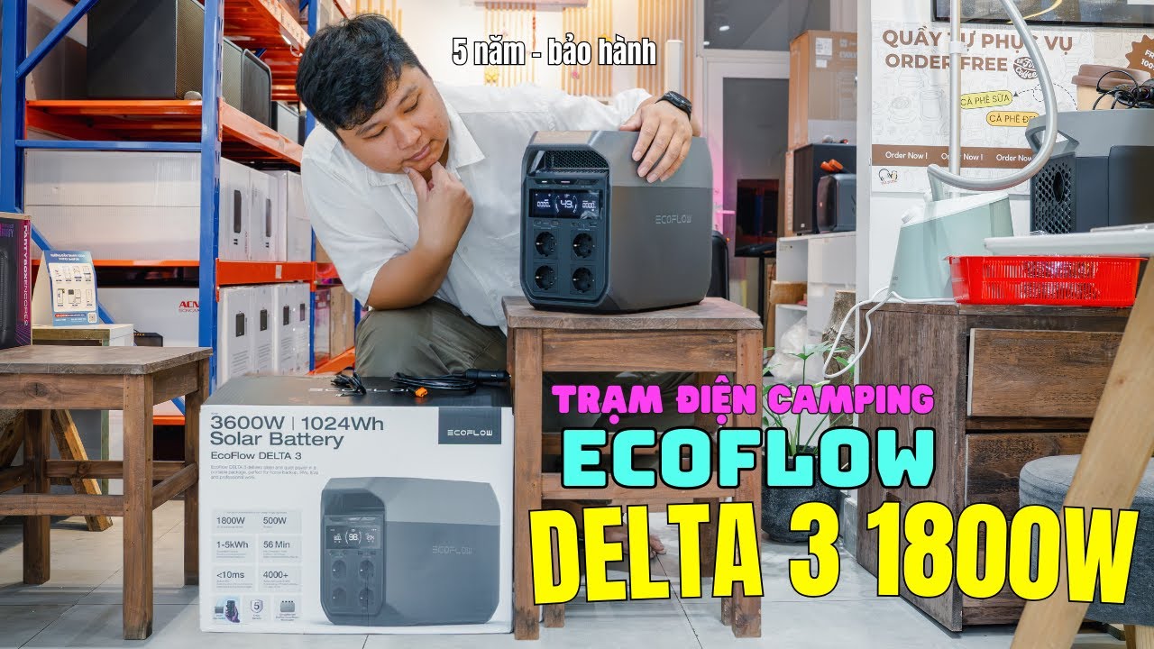 EcoFlow Delta 3 Công suất 1800w - 1024wh Pin LFP -Xboost sạc siêu nhanh | Trạm điện di động camping