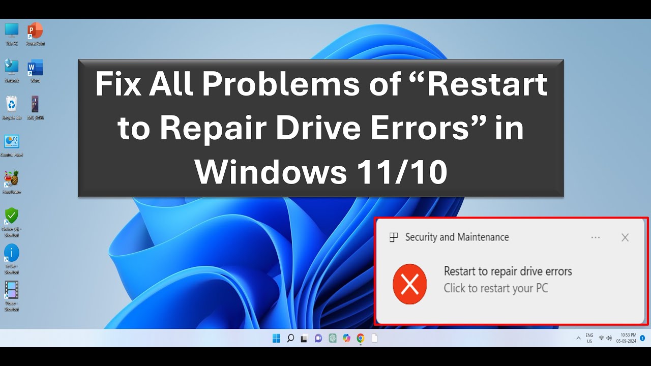 How to Fix All Problems of &ldquo;Restart to Repair Drive Errors&rdquo; in Windows 11/10
